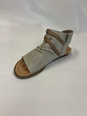 Blowfish Beige Canvas Open-Toe Slingback Sandal with Tan Straps